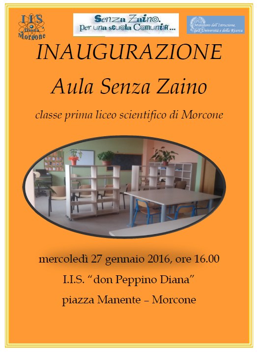 Locandina inaugurazione Scuola Senza Zaino
